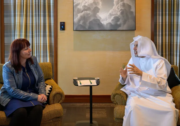 His Excellency Sheikh Dr. Mohammed Al-Issa , Secretary-General of the MWL and Chairman of the OMS, received at his residence Ms. Miriam Wagner, Executive Director of the prestigious Woolf Institute at the University of Cambridge, and Mr. Rick Sopher