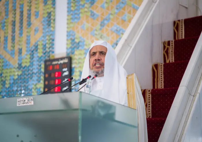 Happening now, upon the invitation of the Prime Minister of Pakistan, His Excellency Sheikh Dr. Mohammed Al-Issa delivers the official Eid Al-Fitr sermon of the Islamic Republic of Pakistan at the King Faisal Mosque in Islamabad