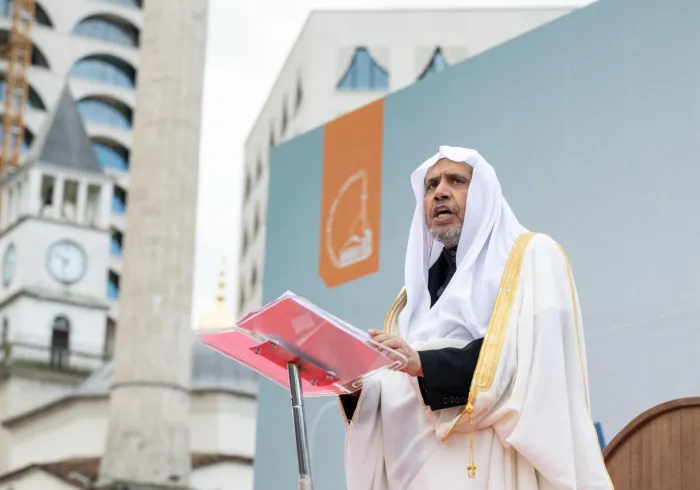 His Excellency Sheikh Dr. Mohammed Alissa , the Secretary-General of the Muslim World League and Chairman of the Organization of Muslim Scholars, delivers the Eid sermon at the invitation of the President of Albania.
