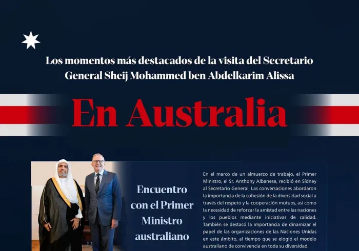 Las principales etapas de la visita en Australia del Secretario General de la Liga del Mundo Islámico, Presidente del Consejo de Ulemas, el Sheij Mohammed Al-Issa