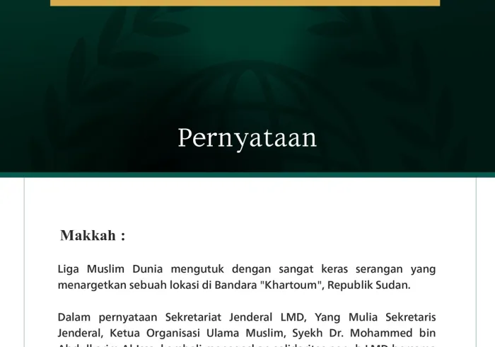 Liga Muslim Dunia Mengutuk Penargetan Sebuah Lokasi di Bandara Khartoum