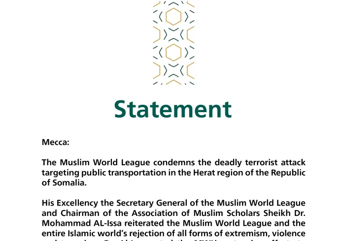 The Muslim World League condemns terrorist attack targeting public transportation in Herat, Somalia