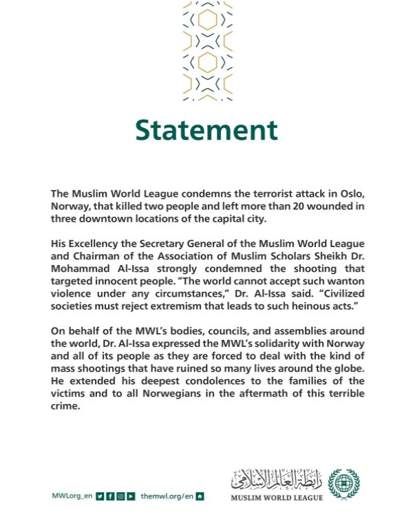 Statement from the Muslim World League: