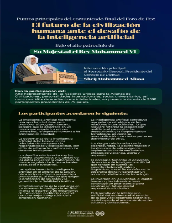 la Conferencia de la Universidad Euro-Mediterránea publicó la «Declaración de Fez» sobre la civilización humana y la inteligencia artificial. A continuación, los principales puntos: