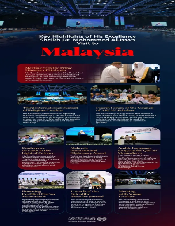 Highlights from the visit of His Excellency Sheikh Dr. Mohammed Al-Issa, Secretary-General of the Muslim World League and Chairman of the Organization of Muslim Scholars, to Malaysia: