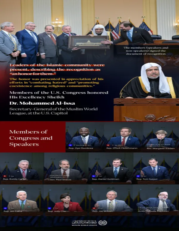 Today marks a distinguished honor at the U.S. Congress, which leaders of the Muslim community described as “an honor for the community itself.”