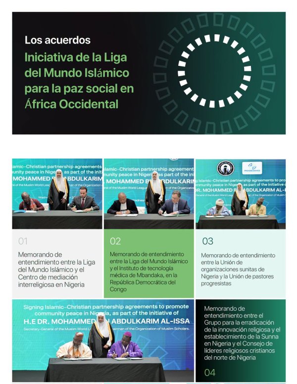 El Secretario General, el Sheij Dr. Mohammed Al-Issa , asistió a la firma de varios acuerdos entre responsables musulmanes y cristianos de Nigeria, destinados a apoyar la paz civil y la cohesión social