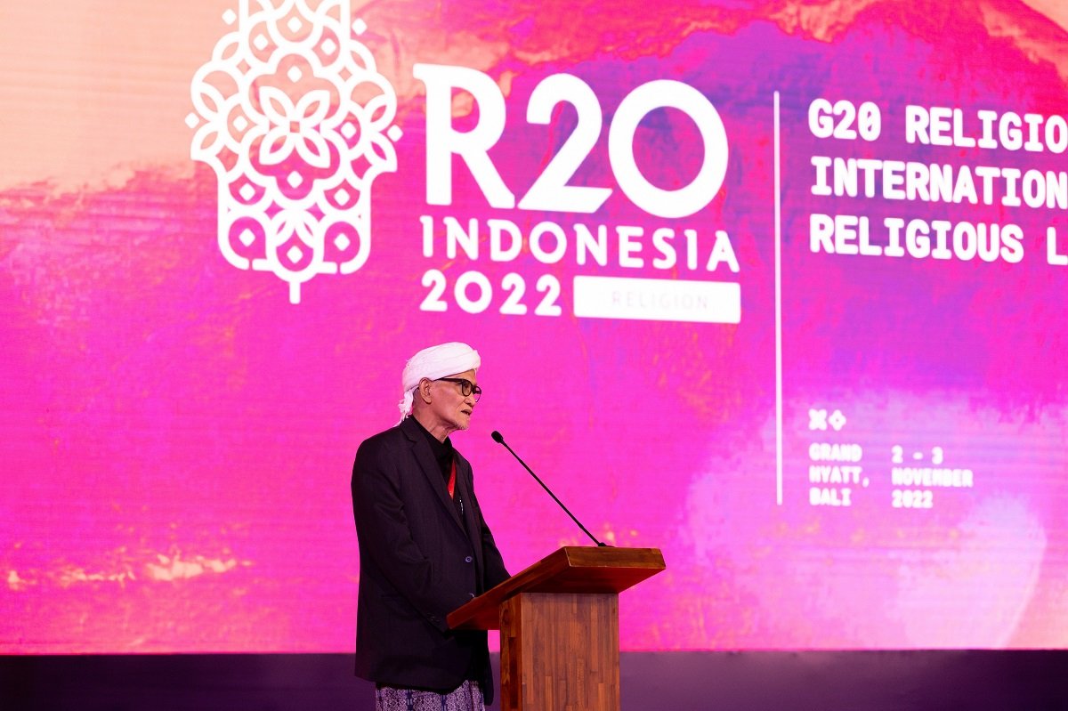 انڈونیشیا علماء کونسل کے رئیس عام شیخ مفتاح الاخیار R20 اجلاس کے افتتاح کے موقع پر: