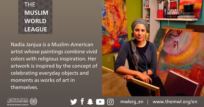 Nadia Janjua is a Muslim American artist known for fusing religious inspiration with vivid colors