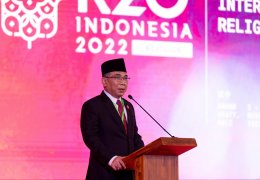 Chairman of Indonesia’s Nahdlatul Ulama Sheikh Yahya Cholil Staquf Addresses the Opening Session of R20 Summit