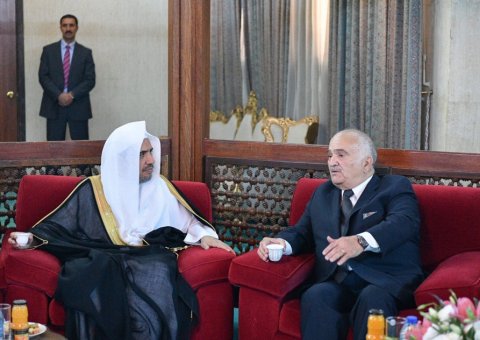 الأمير الحسن بن طلال رئيس منتدى الفكر العربي يستقبل في مكتبه بالعاصمة الأردنية ‫عمان معالي الأمين العام