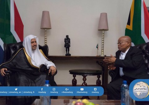In the Capital Pretoria,  the President of the Republic of South Africa Jacob Zuma receiving His Excellency the MWL's Secretary General.