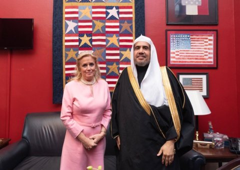 HE Dr. Mohammad Alissa engaged in a productive discussion with Rep Deb Dingell in DC on MWL's leadership in uniting faiths to work for peace across the world