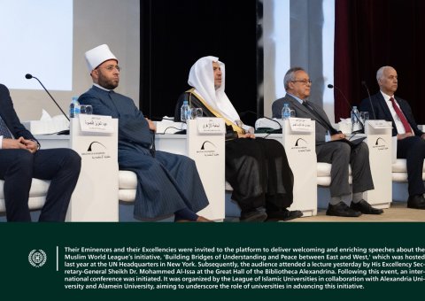 From the Great Hall of the Bibliotheca Alexandrina, a conference was launched on the UN initiative by the Muslim World League: “Building Bridges of Understanding and Peace between East and West.”