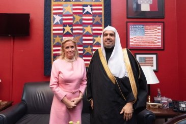 HE Dr. Mohammad Alissa engaged in a productive discussion with Rep Deb Dingell in DC on MWL's leadership in uniting faiths to work for peace across the world