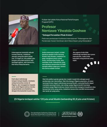 Kutipan dari pidato Yang Mulia Ketua Nasional Partai Kongres Progresif (APC), Profesor Nentawe Yilwatda Goshwe, sebagai perwakilan pihak Kristen, pada peluncuran Inisiatif LMD untuk Perdamaian Sosial di Afrika Barat: