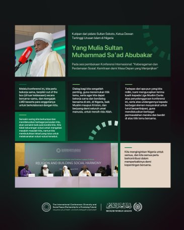 Kutipan dari pidato Yang Mulia Sultan Sokoto, Ketua Dewan Tertinggi Urusan Islam di Nigeria, pada peluncuran Inisiatif LMD untuk Perdamaian Sosial di Afrika Barat: