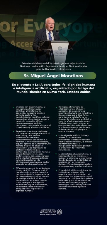 Extractos del discurso del Sr. Miguel Moratinos, Alto Representante de las Naciones Unidas para la Alianza de c civilizaciones, pronunciado durante el evento de la Liga « La IA para todos »