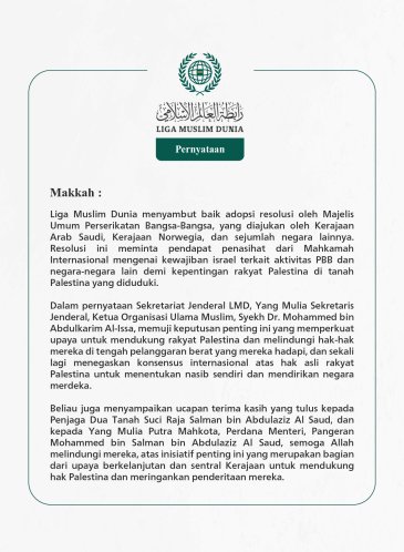 Pernyataan dari Liga Muslim Dunia: