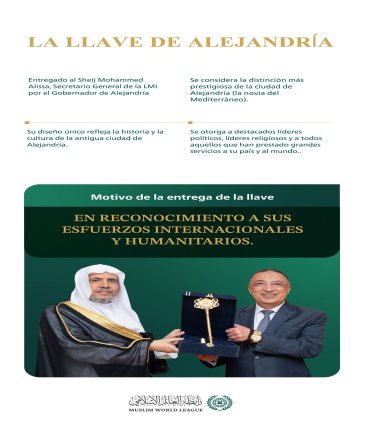 El Gobernador de Alejandría, Sr. Mohamed Al-Sharif, entrega al Secretario General, el Sheij Mohammed Al-Issa, la llave de Alejandría. 