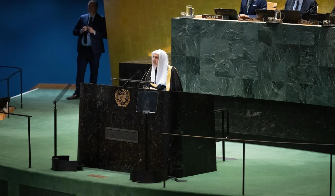 عزت مآب شیخ ڈاکٹر محمد العیسی نیویارک میں اقوام متحدہ کے ہیڈکوارٹر پہنچے، جہاں انہوں نے اسلامی اقوام کی نمائندگی کرتے ہوئے "عالمی یوم انسداد اسلاموفوبیا" کی مناسبت سے ہونے والی تقریب میں مرکزی خطاب پیش کیا