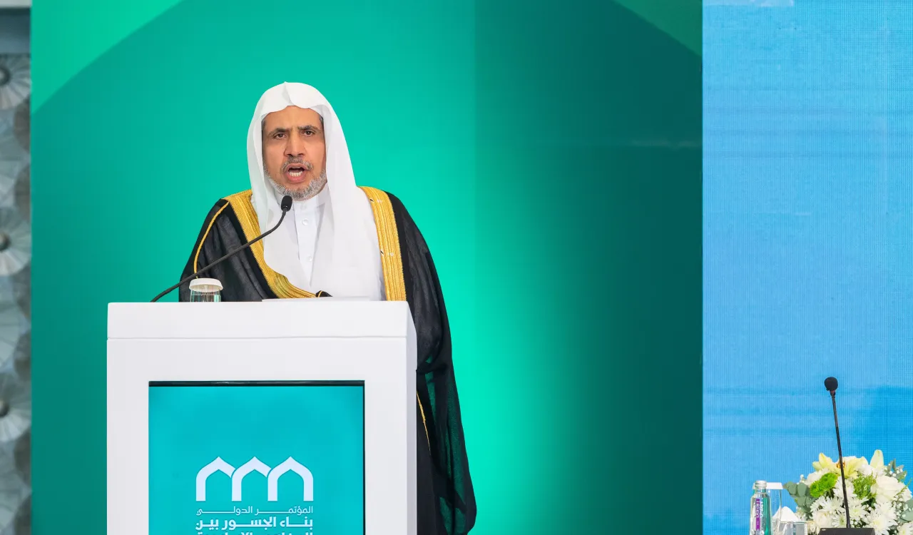 His Excellency Sheikh Dr. Mohammed Al-Issa, Secretary-General of the MWL and Chairman of the Organization of Muslim Scholars, at the opening ceremony at the Global Conference for Building Bridges between Islamic Schools of Thought and Sects: