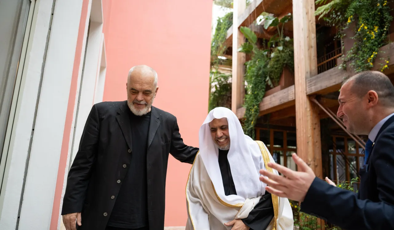 His Excellency Mr. Edi Rama, the Prime Minister of Albania, received His Excellency Sheikh Dr. Mohammed Al-Issa, Secretary-General of the MWL and Chairman of the Organization of Muslim Scholars, at the Prime Minister’s office