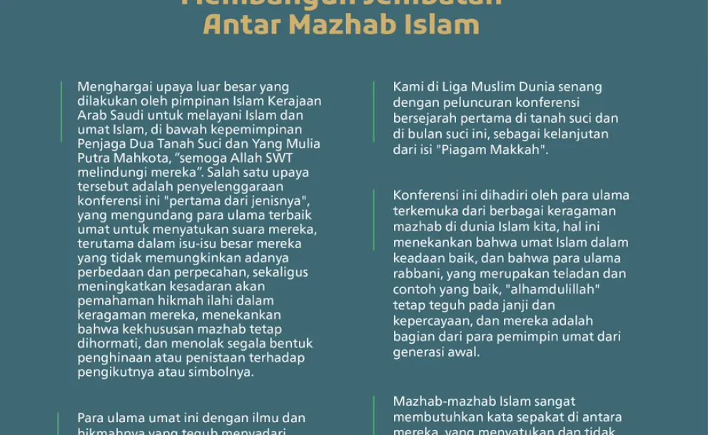 Kutipan dari Pidato Yang Mulia Sekretaris Jenderal LMD, Ketua Asosiasi Ulama Muslim, Syekh Dr. Mohammed Alissa, saat berbicara kepada para peserta pada pembukaan Konferensi Internasional: "Membangun Jembatan Antar Mazhab Islam".