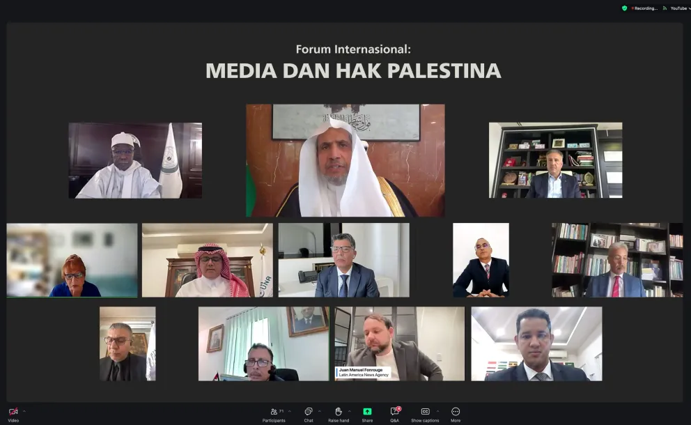 Sedang berlangsung: Peluncuran Forum Internasional: “Media dan Hak Palestina.. berfokus pada langkah-langkah praktis untuk membangun inisiatif pengakuan Palestina”