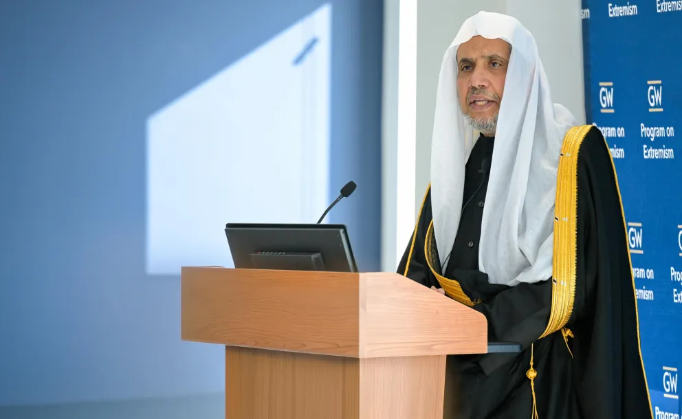 At the Invitation of Its President and in the Presence of Academics and Research Centers    Dr. Al-Issa Delivers a Lecture at George Washington University on “Hatred and Islamic Values Toward Followers of Religions and Ethnicities”