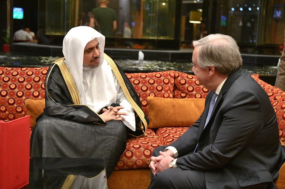 HE Sheikh Dr Mohammad Alissa, MWL SG meets with HE SG of the UN  on reviewing issues of mutual concern.