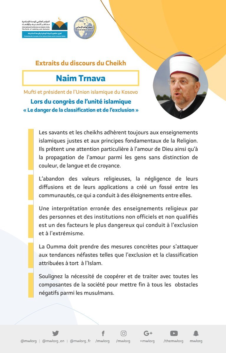 Cheikh Naim Trnava, Mufti Kosovo devant 1200 personnalités islamiques 