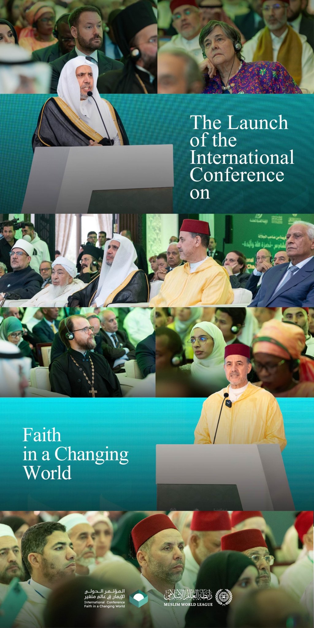 His Excellency Sheikh Dr. Mohammed Al-Issa, Secretary-General of the Muslim World League (MWL) and Chairman of the Organization of Muslim Scholars, launches the international conference on "Faith in a Changing World”, from Rabat, Morocco, attended by diverse and specialized international scholars