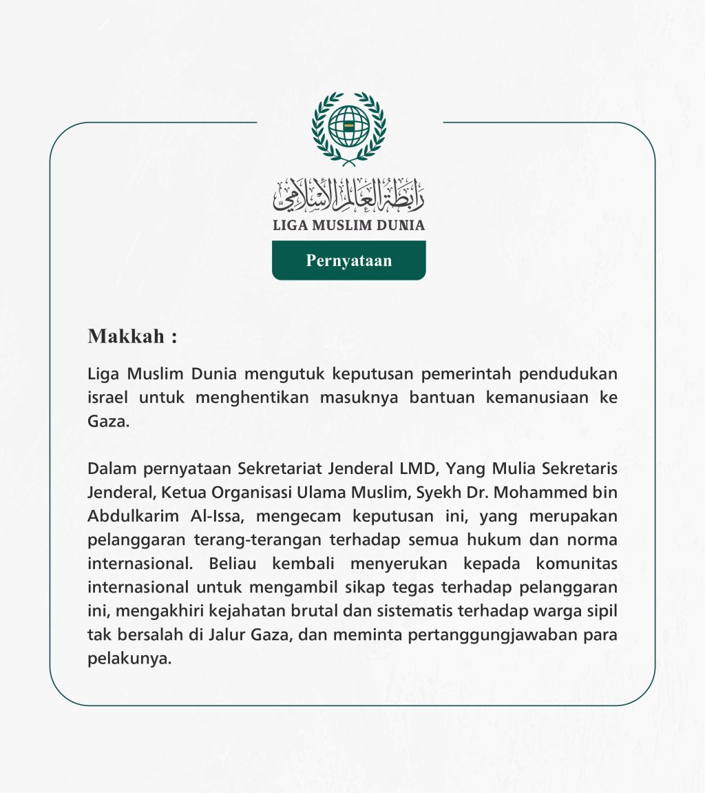 Pernyataan dari Liga Muslim Dunia: