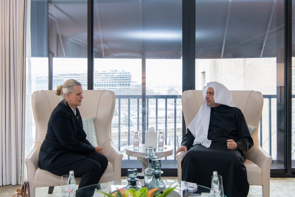 His Excellency Sheikh Dr. Mohammad Al-Issa, Secretary-General of the Muslim World League (MWL) and Chairman of the Organization of Muslim Scholars, received Ms. Lise Grande, President and CEO of the U.S. Institute of Peace